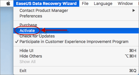 Activate EaseUS Data Recovery Wizard for Mac
