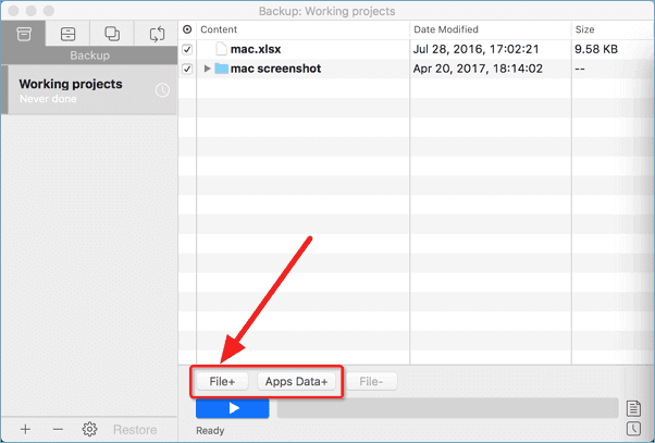 Backup data with EaseUS Mac backup software - click the blue start button