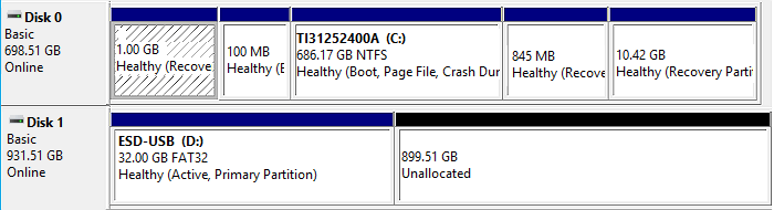 mistakenly coverted drive to esd-usb drive