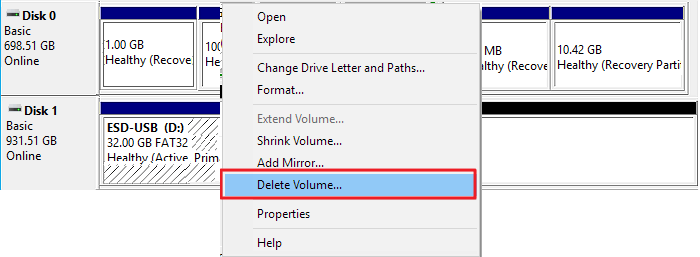 delete esd-usb partition