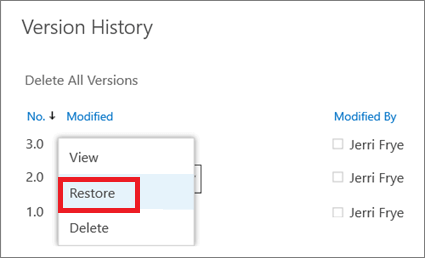 ondrive restore previous version