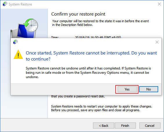 execute system restore
