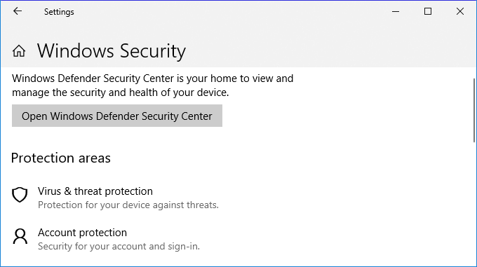 open windows defender