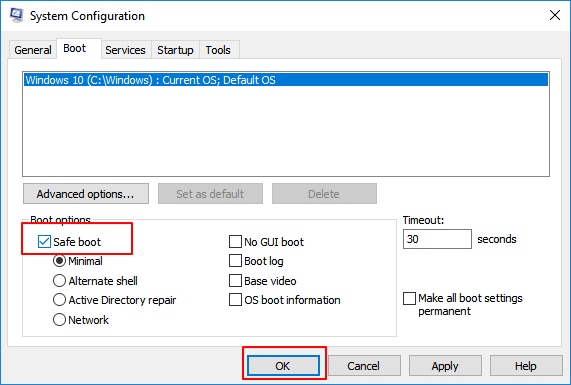 confirm to restart windows from safe mode.