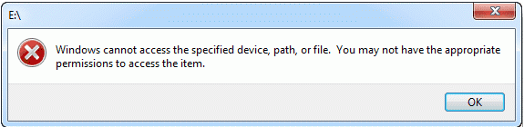 windows cannot access the specified device path or file
