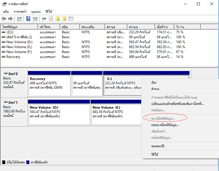 ขยายขนาดไดรฟ์ข้อมูล