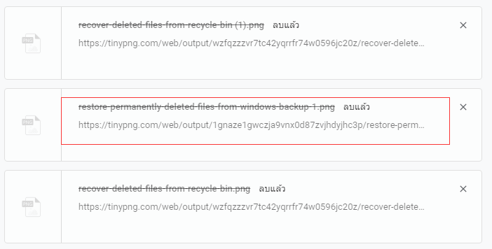 เลื่อนไปหาไฟล์ที่ถูกลบหรือสูญหายในรายชื่อการดาวน์โหลด