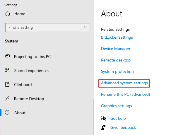 advanced system settings