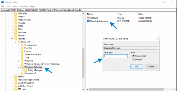 disable windows defender to fix antimalware service executable high disk usage