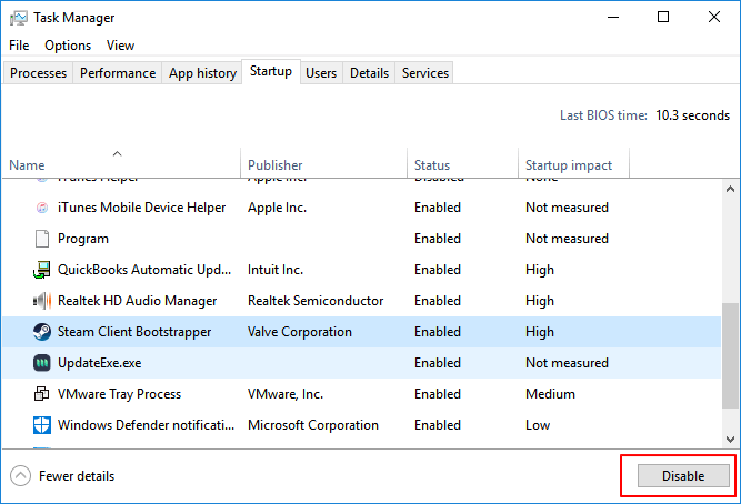 disable programs from startup