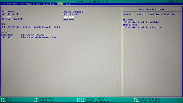 set pc boot from usb installation media