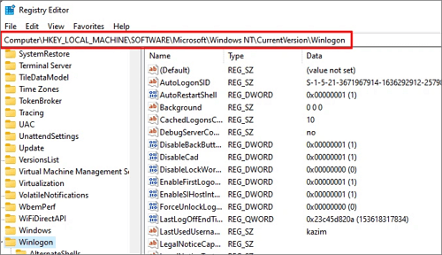 remove login password with registry