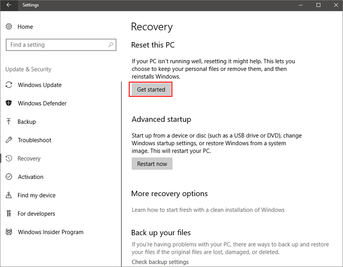 reset windows 10 to repair sfc