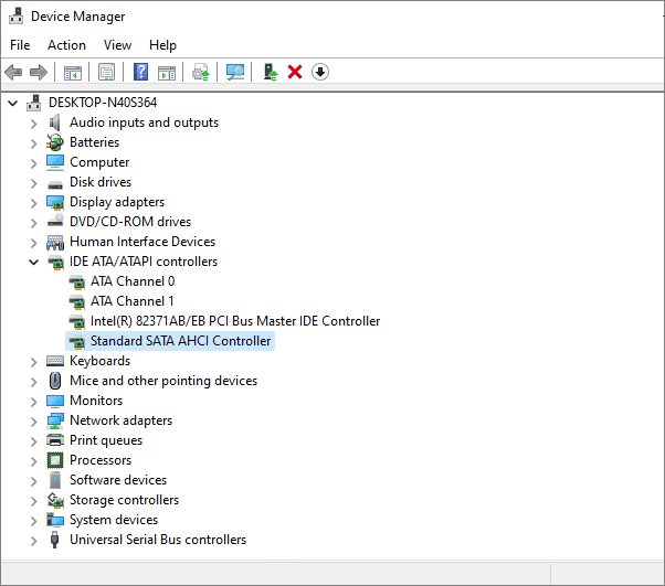 standard sata ahci controllert
