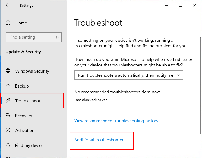 open windows update troubleshooter