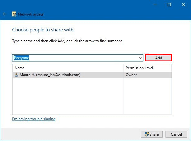 Select who do you want to share with