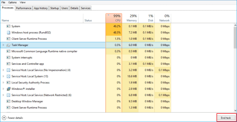 high cpu usage windows 10 1