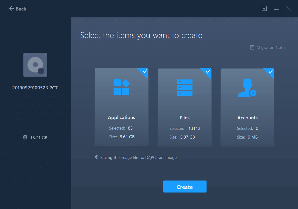 select data to create image