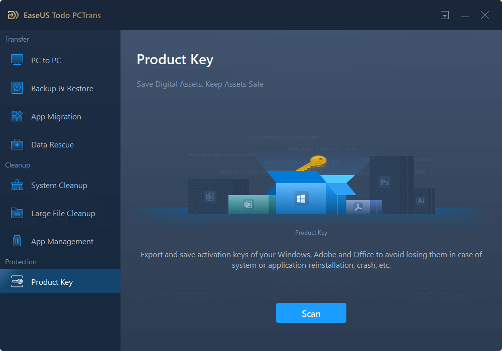 Click scan to find product key
