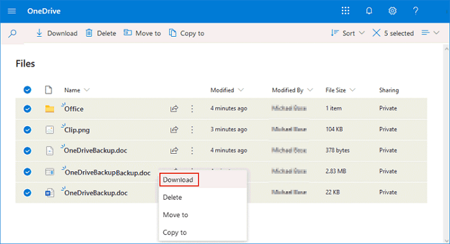Download and backup OneDrive files to external hard drive