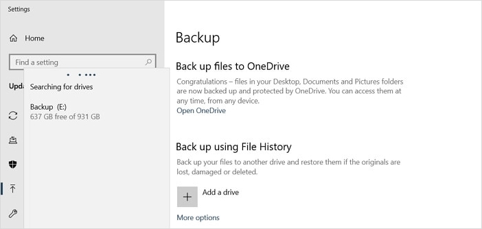 Backup using file history