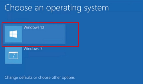 Choose main Windows OS to boot from dual boot OS drive