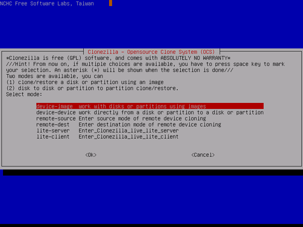 clonezilla - free imaging software for Windows 10