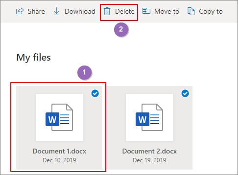 Delete files to free up OneDrive space