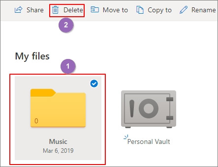 Delete folders to free up OneDrive space