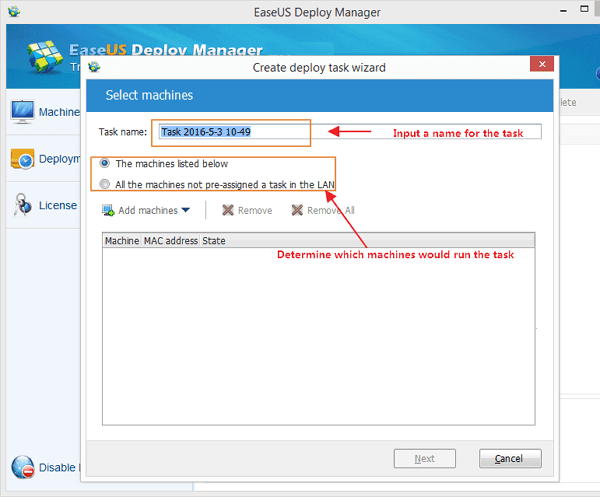 Create task to install OS on several computers at the same time.