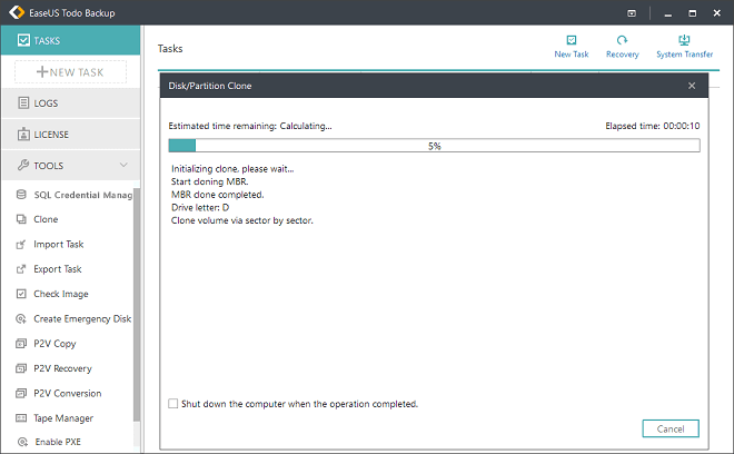 Preview source disk and destination disk after Server hard drive cloning