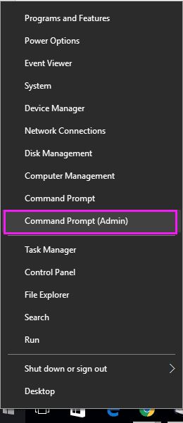 open Command Prompt with admin rights