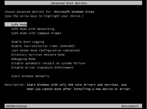 select safe mode with command prompt