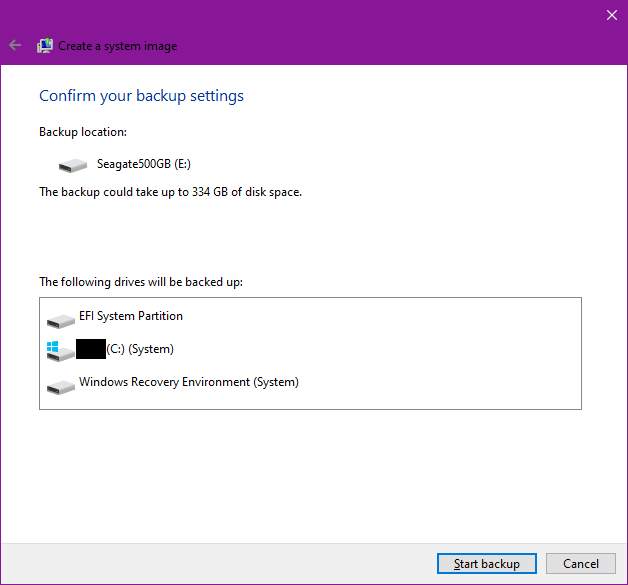 Do not disconnect or interrupt the backup process.